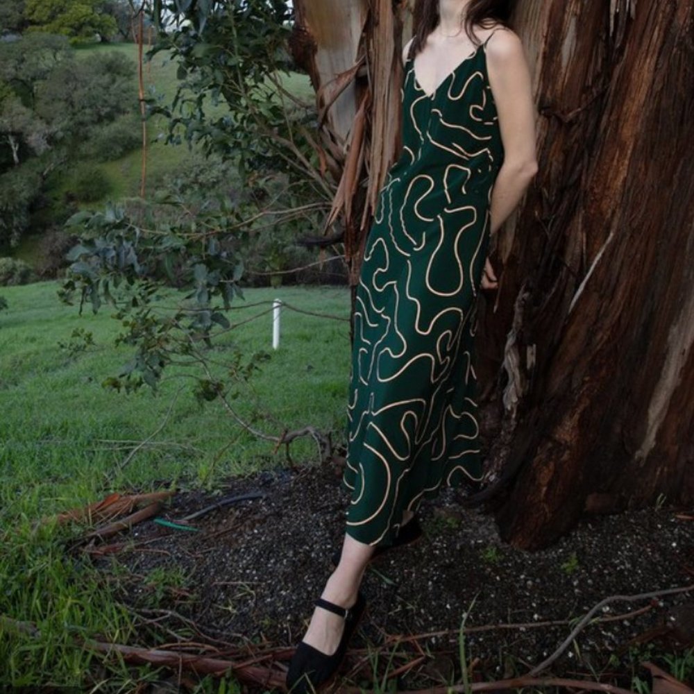 Ali Golden Bias Slip Dress
